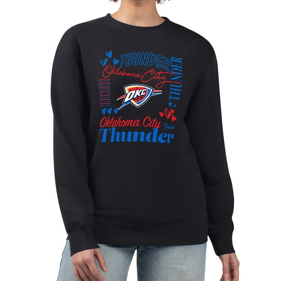 Women's G-III 4Her by Carl Banks Black Oklahoma City Thunder Collage Team Graphic Fleece Pullover Sweatshirt
