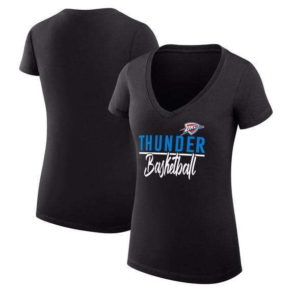 Women's G-III 4Her by Carl Banks Black Oklahoma City Thunder Super-Slim Fit Lightweight Team Sport V-Neck T-Shirt