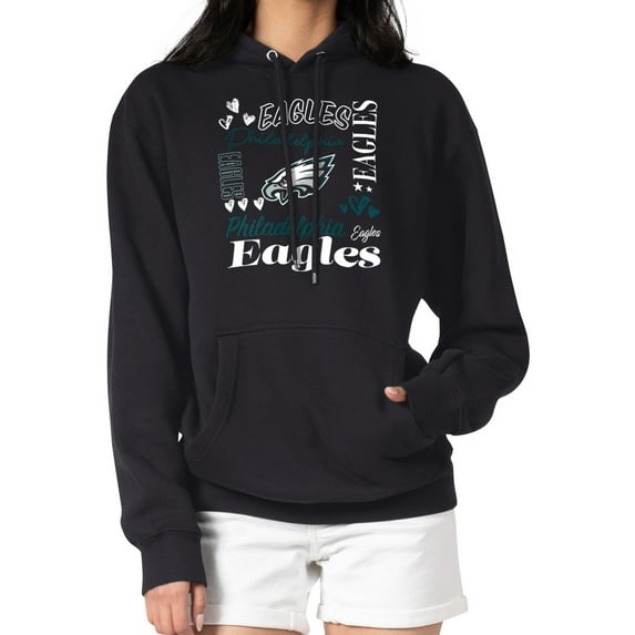 Women's G-III 4Her by Carl Banks Black Philadelphia Eagles Collage Graphic Fleece Pullover Hoodie