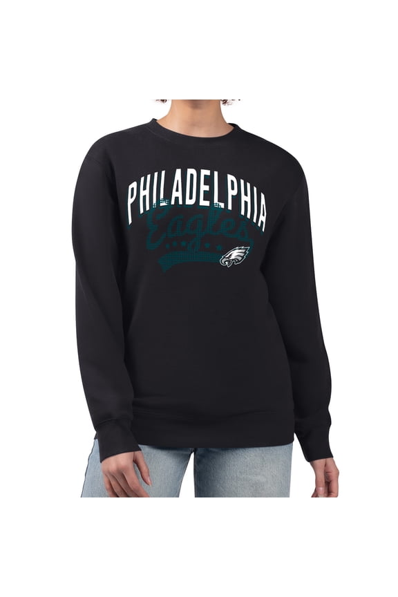 Women's G-III 4Her by Carl Banks Black Philadelphia Eagles Filigree Logo Graphic Fleece Pullover Sweatshirt