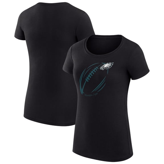 Women's G-III 4Her by Carl Banks  Black Philadelphia Eagles Super-Slim Fit Lightweight Subtle Football T-Shirt