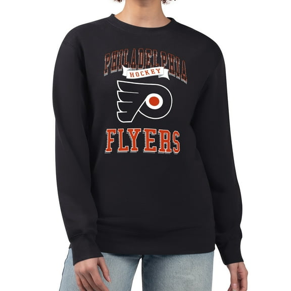 Women's G-III 4Her by Carl Banks Black Philadelphia Flyers Team Logo Tri-Blend Fleece Pullover Sweatshirt