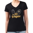 thumbnail image 1 of Women's G-III 4Her by Carl Banks  Black Pittsburgh Penguins Super-Slim Fit Lightweight Animal Print Heart V-Neck T-Shirt, 1 of 2