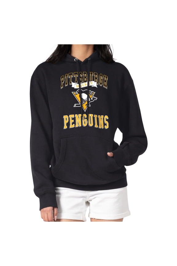 Women's G-III 4Her by Carl Banks Black Pittsburgh Penguins Team Logo Tri-Blend Fleece Pullover Hoodie