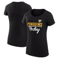 thumbnail image 1 of Women's G-III 4Her by Carl Banks Black Pittsburgh Penguins Super-Slim Fit Lightweight Team Sport T-Shirt, 1 of 3