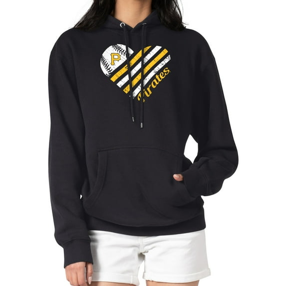 Women's G-III 4Her by Carl Banks Black Pittsburgh Pirates Heart Fleece Pullover Hoodie