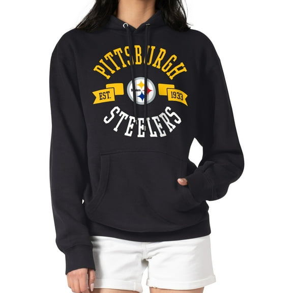 Women's G-III 4Her by Carl Banks Black Pittsburgh Steelers City Graphic Team Fleece Pullover Hoodie