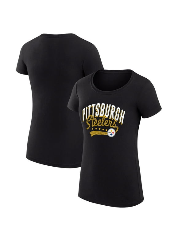 Women's G-III 4Her by Carl Banks Black Pittsburgh Steelers Filigree Logo Fitted T-Shirt