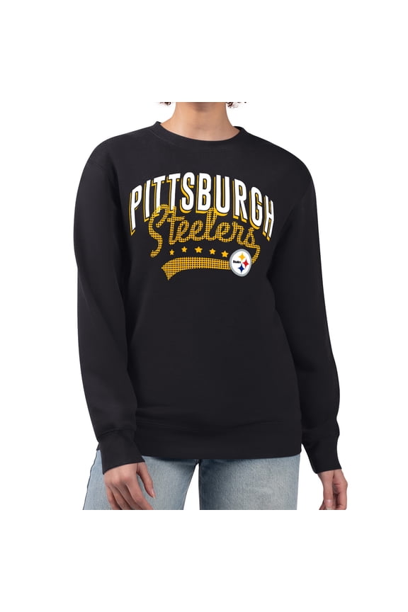 Women's G-III 4Her by Carl Banks Black Pittsburgh Steelers Filigree Logo Graphic Fleece Pullover Sweatshirt