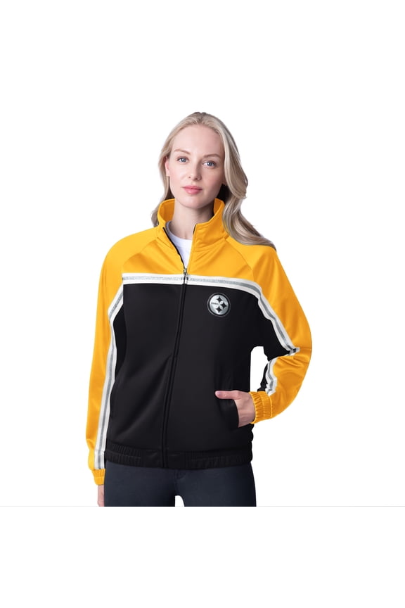 Women's G-III 4Her by Carl Banks Black Pittsburgh Steelers Post Game Full-Zip Track Jacket