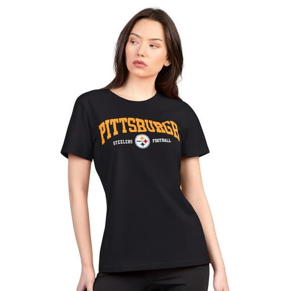 Women's G-III 4Her by Carl Banks  Black Pittsburgh Steelers Super-Slim Lightweight Winning Crew T-Shirt