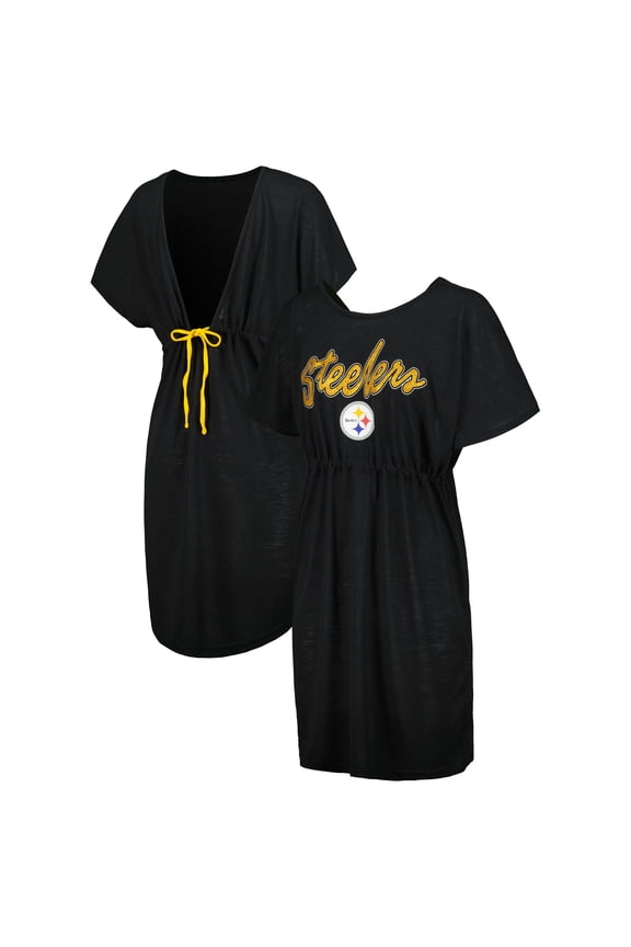 Women's G-III 4Her by Carl Banks Black Pittsburgh Steelers Versus Swim Cover-Up