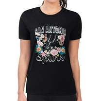 Women's G-III 4Her by Carl Banks Black San Antonio Spurs Super-Slim Fit Lightweight Flowers Team Logo Graphic T-Shirt