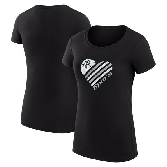 Women's G-III 4Her by Carl Banks Black San Antonio Spurs Super-Slim Fit Lightweight Heart T-Shirt