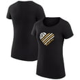 thumbnail image 1 of Women's G-III 4Her by Carl Banks  Black San Diego Padres Super-Slim Fit Lightweight Heart Graphic T-Shirt, 1 of 5