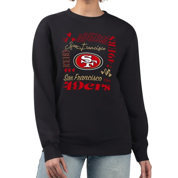 Women's G-III 4Her by Carl Banks Black San Francisco 49ers Collage Graphic Fleece Pullover Sweatshirt