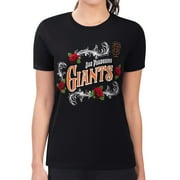 Women's G-III 4Her by Carl Banks Black San Francisco Giants Super-Slim Fit Lightweight Retro Roses T-Shirt