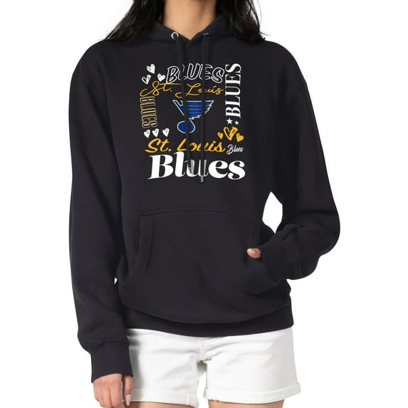 Women's G-III 4Her by Carl Banks Black St. Louis Blues Collage Team Graphic Tri-Blend Fleece Pullover Hoodie