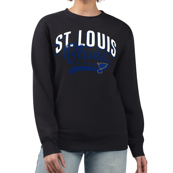 Women's G-III 4Her by Carl Banks Black St. Louis Blues Filigree Team Graphic Fleece Pullover Sweatshirt