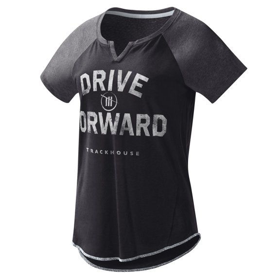 Women's G-III 4Her by Carl Banks Black TRACKHOUSE RACING Grand Slam Tri-Blend Notch V-Neck T-Shirt