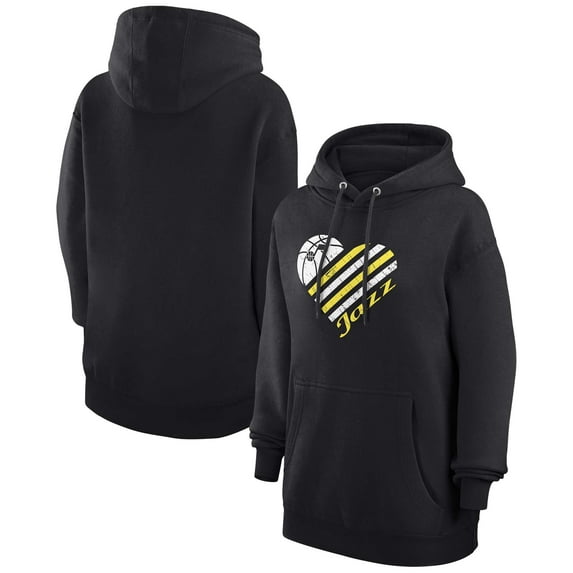 Women's G-III 4Her by Carl Banks Black Utah Jazz Heart Pullover Hoodie