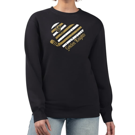 Women's G-III 4Her by Carl Banks  Black Vegas Golden Knights Heart Graphic Pullover Sweatshirt