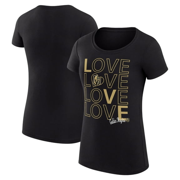 Women's G-III 4Her by Carl Banks Black Vegas Golden Knights Super-Slim Fit Lightweight Hockey Love T-Shirt