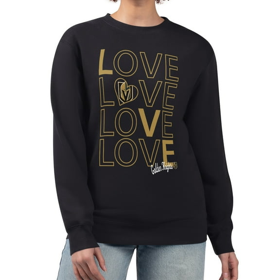 Women's G-III 4Her by Carl Banks Black Vegas Golden Knights Lots Of Love Team Logo Graphic Pullover Sweatshirt