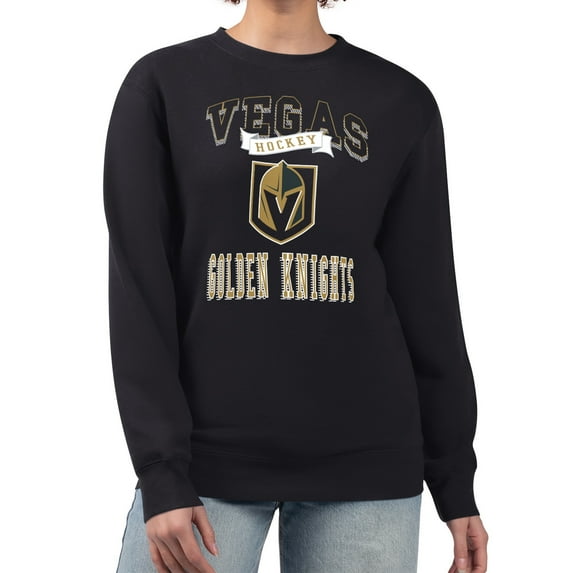 Women's G-III 4Her by Carl Banks Black Vegas Golden Knights Team Logo Tri-Blend Fleece Pullover Sweatshirt