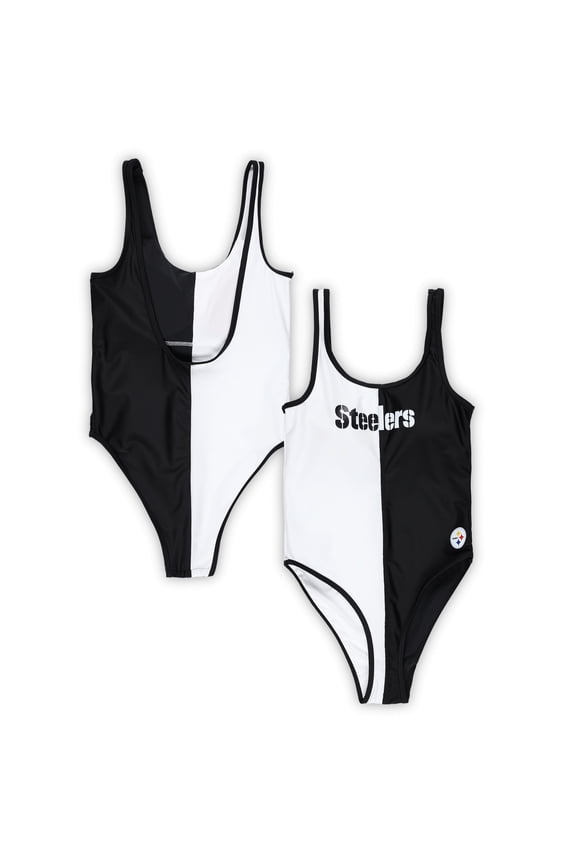 Women's G-III 4Her by Carl Banks Black/White Pittsburgh Steelers Last Stand One-Piece Swimsuit