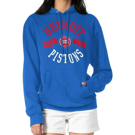 Women's G-III 4Her by Carl Banks Blue Detroit Pistons City Pullover Hoodie