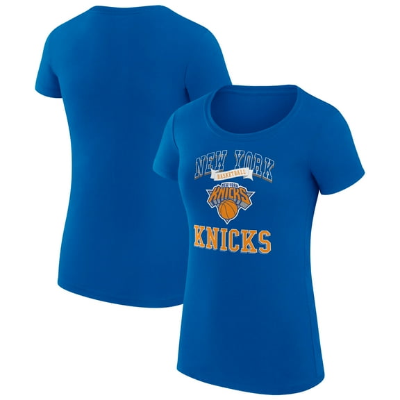 Women's G-III 4Her by Carl Banks Blue New York Knicks Super-Slim Fit Lightweight Team Logo T-Shirt