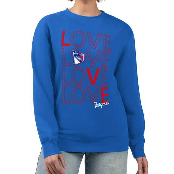 Women's G-III 4Her by Carl Banks  Blue New York Rangers Lots Of Love Team Logo Graphic Pullover Sweatshirt