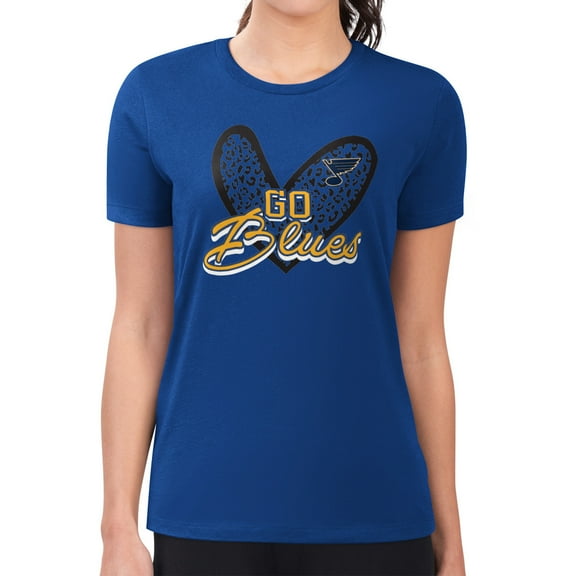 Women's G-III 4Her by Carl Banks  Blue St. Louis Blues Super-Slim Fit Lightweight Animal Print Heart T-Shirt