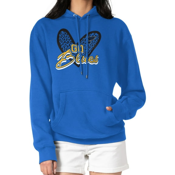 Women's G-III 4Her by Carl Banks Blue St. Louis Blues Animal Print Heart Fleece Pullover Hoodie