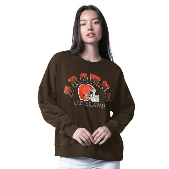 Women's G-III 4Her by Carl Banks Brown Cleveland Browns Oversized Feud Sweatshirt