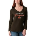 thumbnail image 1 of Women's G-III 4Her by Carl Banks Brown Cleveland Browns Post Season Long Sleeve V-Neck T-Shirt, 1 of 1