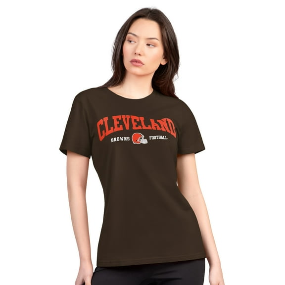 Women's G-III 4Her by Carl Banks  Brown Cleveland Browns Super-Slim Lightweight Winning Crew T-Shirt
