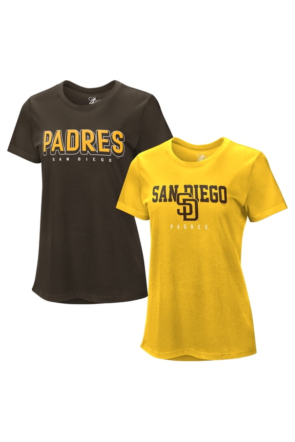 Women's G-III 4Her by Carl Banks Brown/Gold San Diego Padres Two T-Shirt Combo Pack