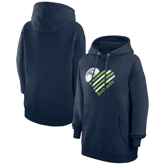 Women's G-III 4Her by Carl Banks College Navy Seattle Seahawks Heart Graphic Fleece Pullover Hoodie