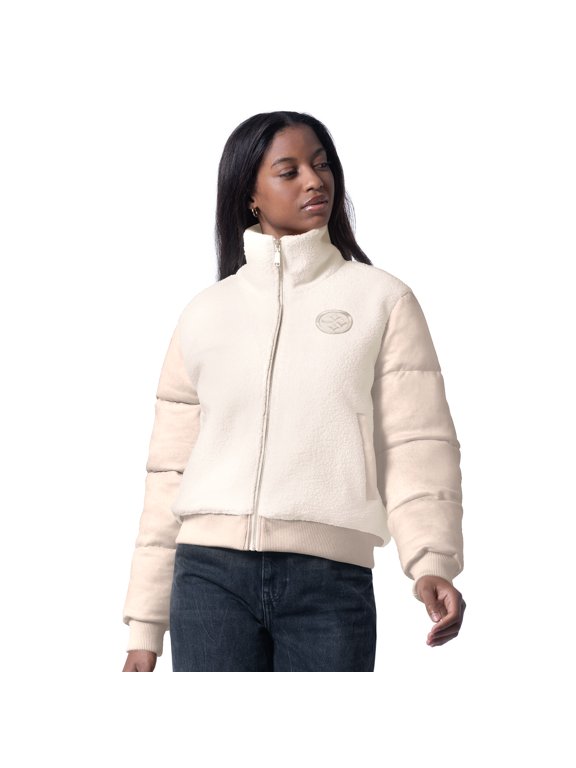 Women's G-III 4Her by Carl Banks Cream Pittsburgh Steelers Cheerleader Sherpa Full-Zip Jacket