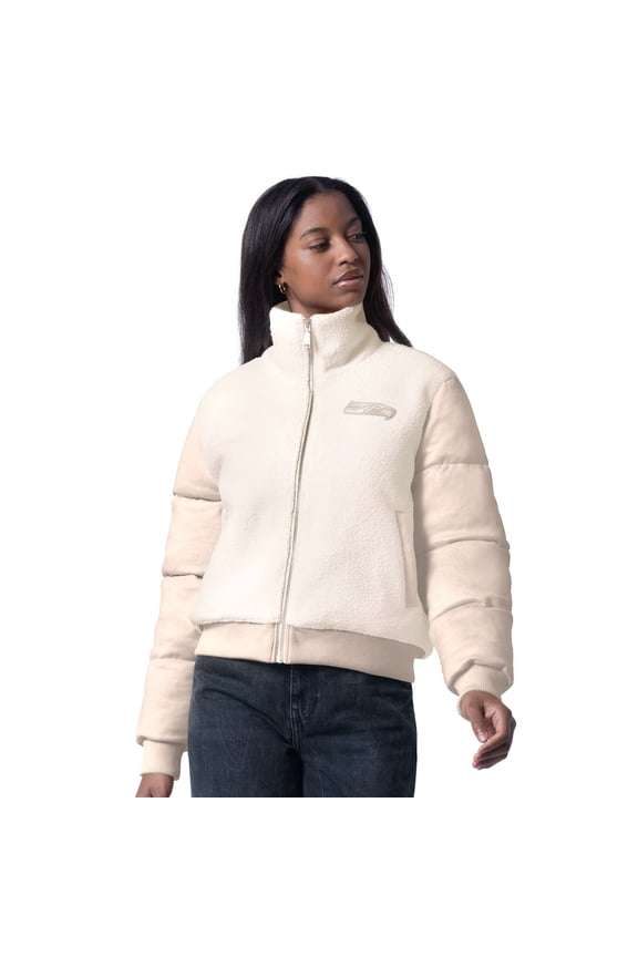 Women's G-III 4Her by Carl Banks Cream Seattle Seahawks Cheerleader Sherpa Full-Zip Jacket