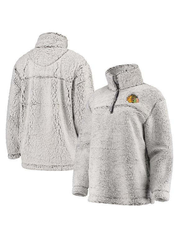 Women's G-III 4Her by Carl Banks Gray Chicago Blackhawks Sherpa Quarter-Zip Pullover Jacket