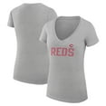 thumbnail image 1 of Women's G-III 4Her by Carl Banks  Gray Cincinnati Reds Dot Print V-Neck Fitted T-Shirt, 1 of 3