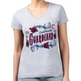 thumbnail image 1 of Women's G-III 4Her by Carl Banks  Gray Cleveland Guardians Super-Slim Fit Lightweight Retro Roses V-Neck T-Shirt, 1 of 2