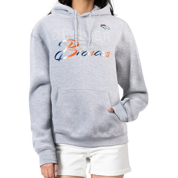 Women's G-III 4Her by Carl Banks Gray Denver Broncos Shadow Logo Fleece Pullover Hoodie