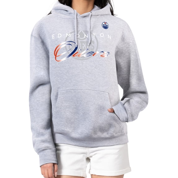 Women's G-III 4Her by Carl Banks Gray Edmonton Oilers Shadow Logo Fleece Hoodie