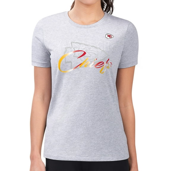 Women's G-III 4Her by Carl Banks  Gray Kansas City Chiefs Super-Slim Fit Lightweight Shadow Logo T-Shirt