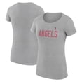 thumbnail image 1 of Women's G-III 4Her by Carl Banks  Gray Los Angeles Angels Dot Print Fitted T-Shirt, 1 of 3