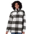 thumbnail image 1 of Women's-G-III 4Her by Carl Banks  Gray Los Angeles Dodgers 24/7 Plaid Quarter-Zip Sherpa Jacket, 1 of 2